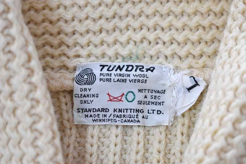 ＠美品 カナダ製 ショールカラー ツンドラ TUNDRA カウチンセーターj448 L アメリカ古着 70年 80年 アイボリー_画像4