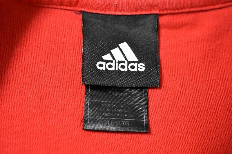 ＠美品 adidas アディダス Tシャツt973 アメリカ古着 XL 3本ライン 赤 レッド_画像4