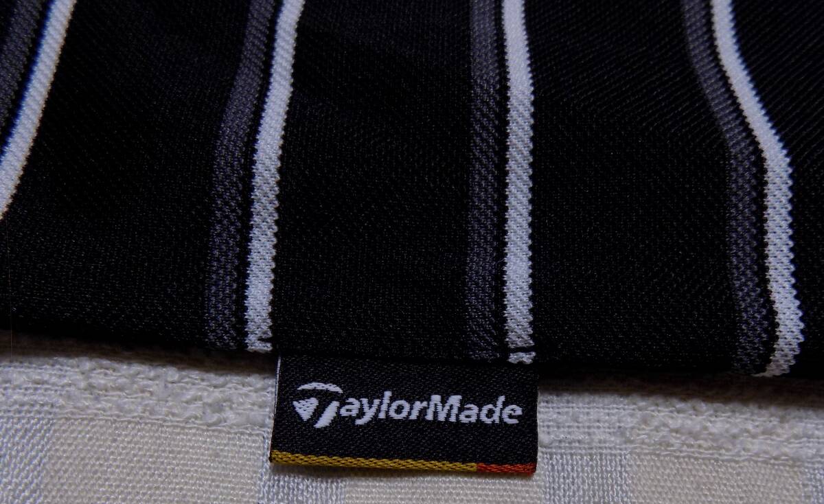  美品 Taylor Made テーラーメイド　黒グレー白ボーダー柄　ハーフジップ半袖シャツ L　（管J）_画像9