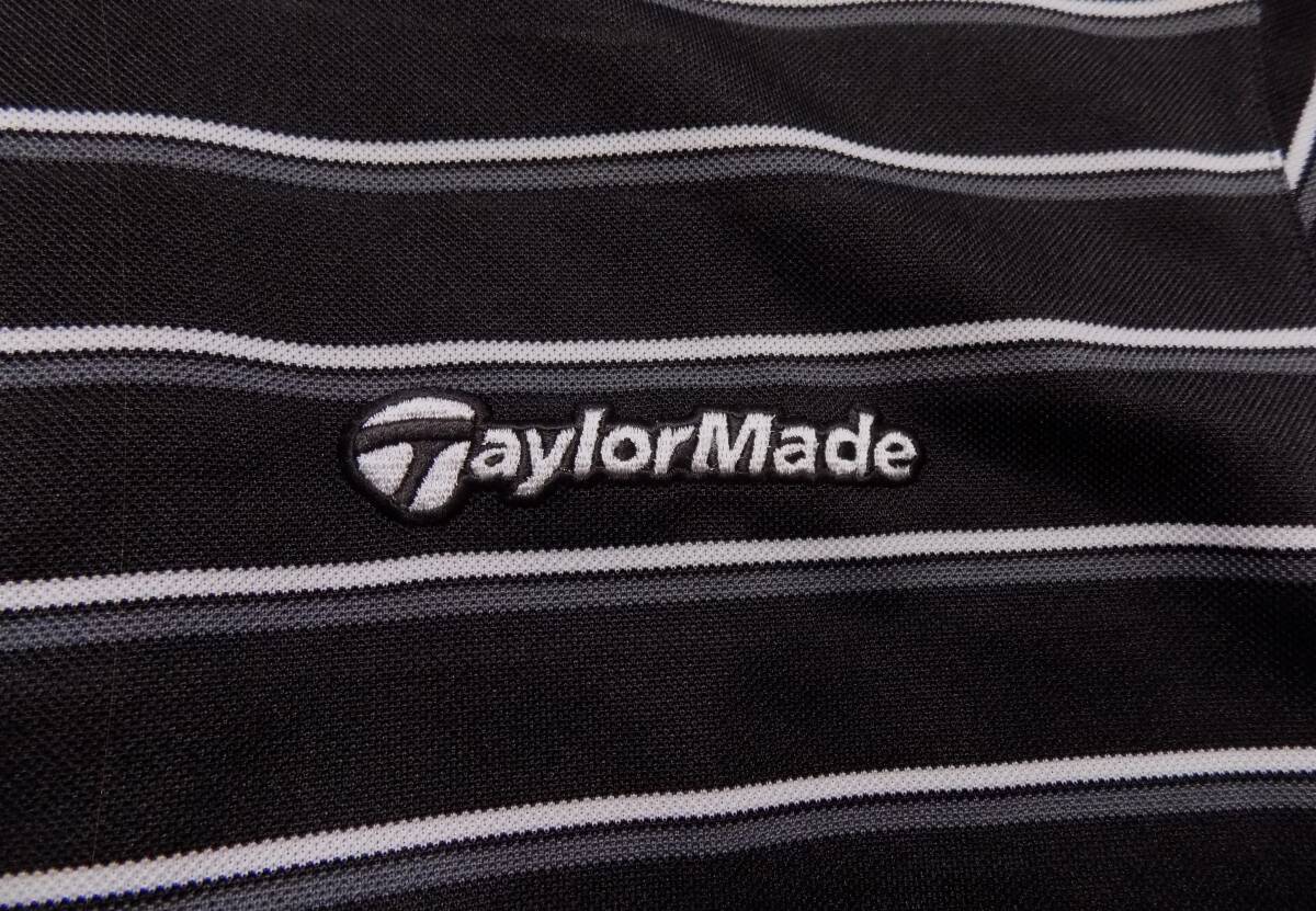  美品 Taylor Made テーラーメイド　黒グレー白ボーダー柄　ハーフジップ半袖シャツ L　（管J）_画像6