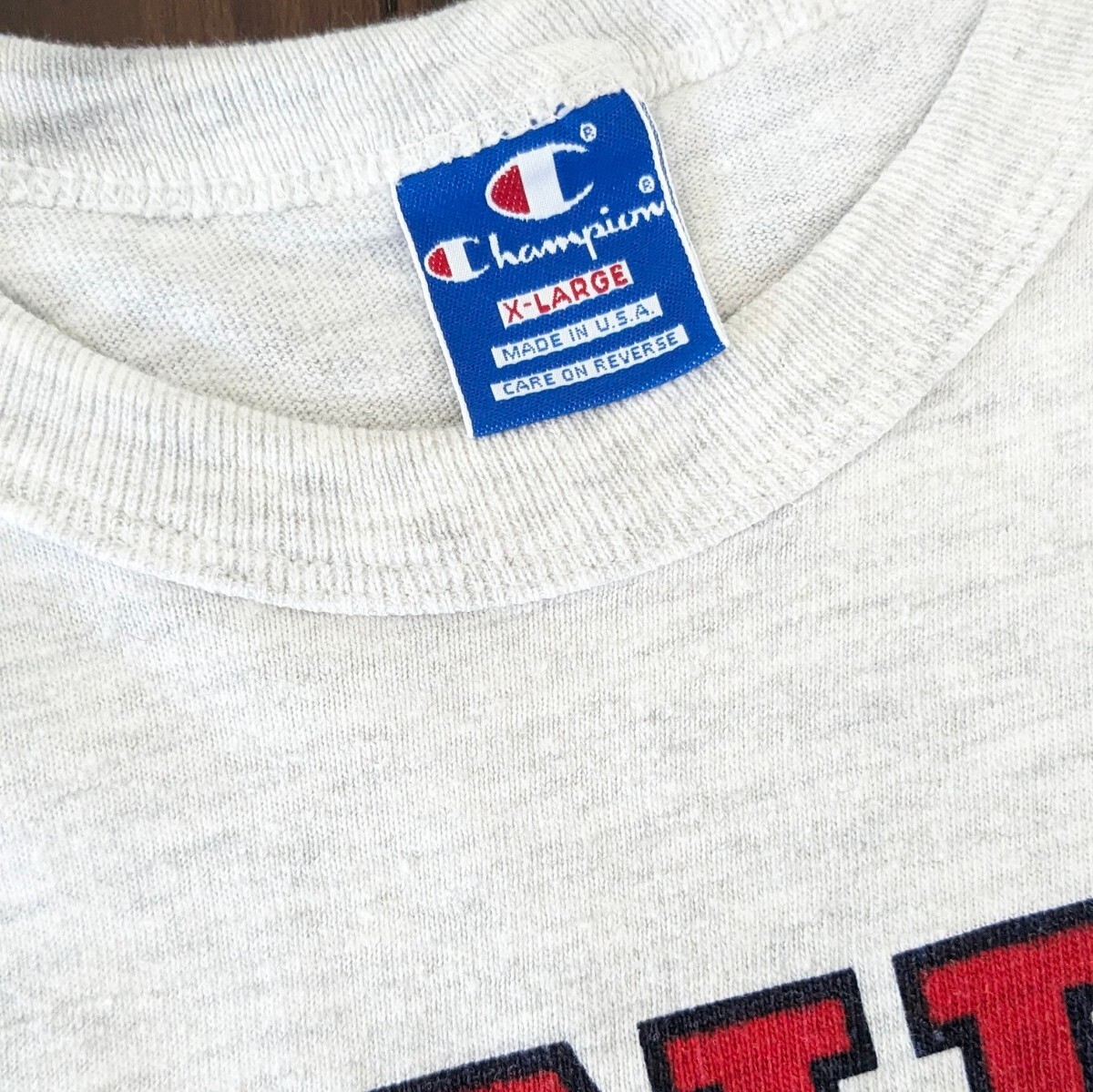 90s チャンピオン Tシャツ CORNELL グレー XL USA製 ビンテージ Champion アメリカ製 カレッジTシャツ 半袖 染み込みプリントTシャツ *62_画像4