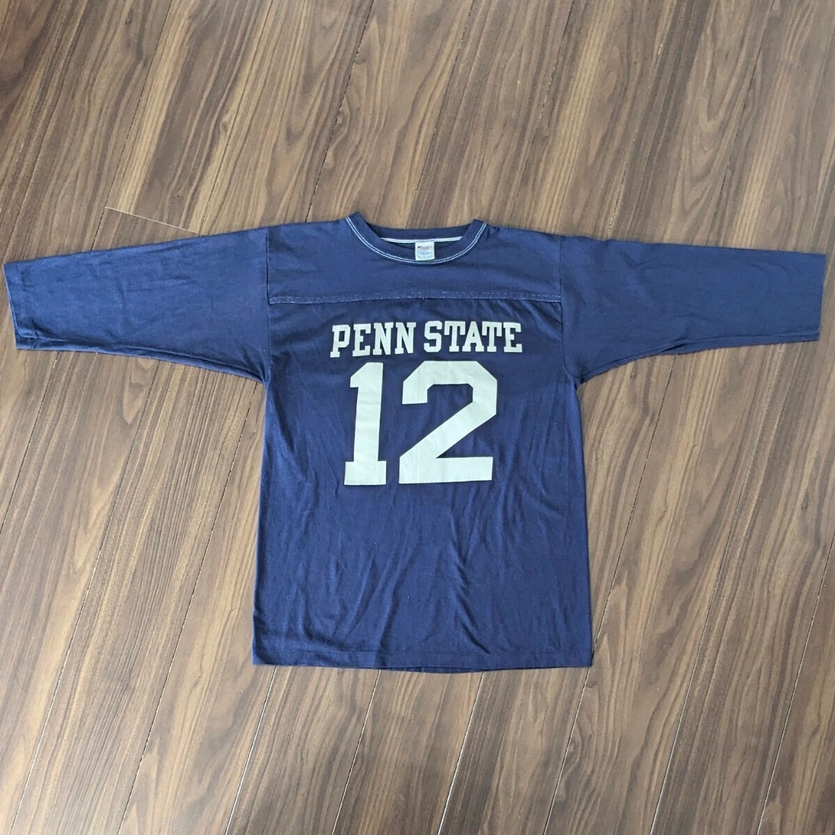 ミント★80s チャンピオン Tシャツ PENN STATE ネイビー L USA製 ビンテージ Champion アメリカ製 トリコタグ US古着 七分袖 *51_画像8