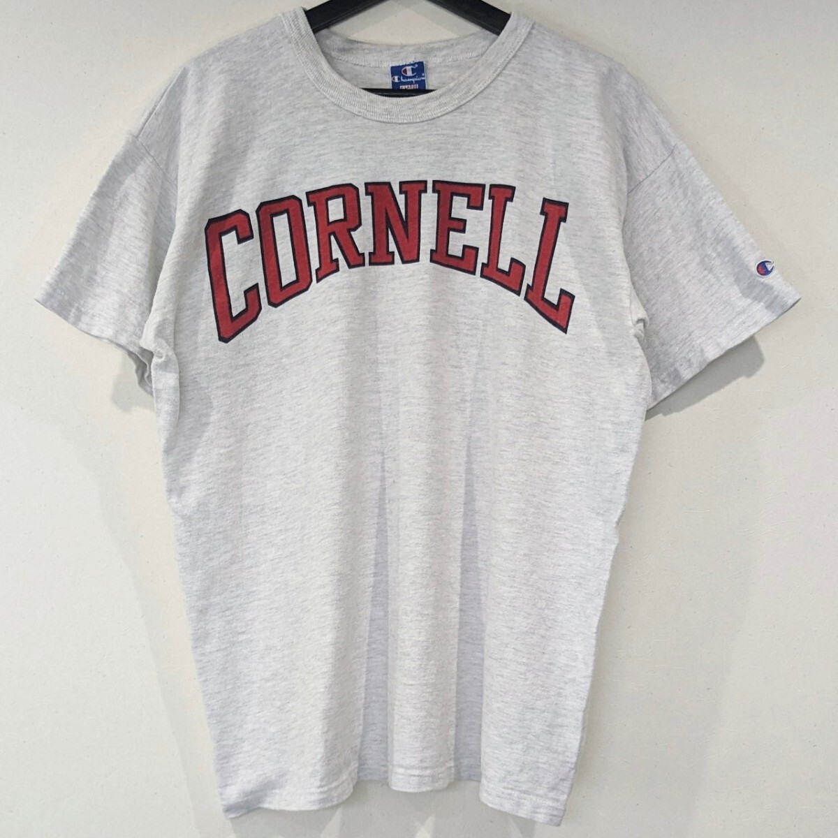 90s チャンピオン Tシャツ CORNELL グレー XL USA製 ビンテージ Champion アメリカ製 カレッジTシャツ 半袖 染み込みプリントTシャツ *62_画像1