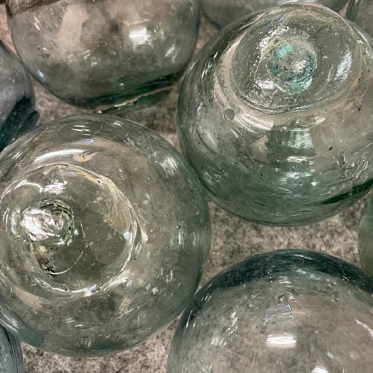 浮き球 ガラス玉 吹きガラス 気泡 昭和レトロ 漁業 古民具 30個セット 直径約9㎝前後 051501K/N6,7_画像5