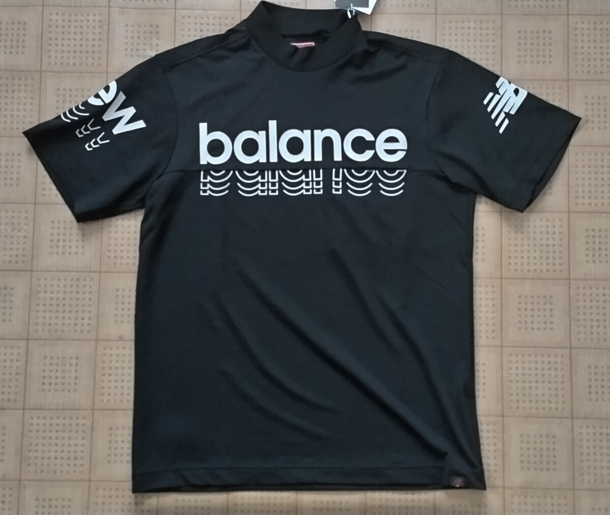 即決新品 New Balance GOLF メンズ半袖モックネックシャツ ブラック 5サイズ Lサイズ相当 ニューバランス ゴルフ_画像1