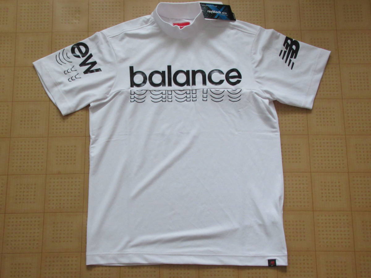 即決新品 New Balance GOLF メンズ半袖モックネックシャツ ホワイト 5サイズ Lサイズ相当 ニューバランス ゴルフ