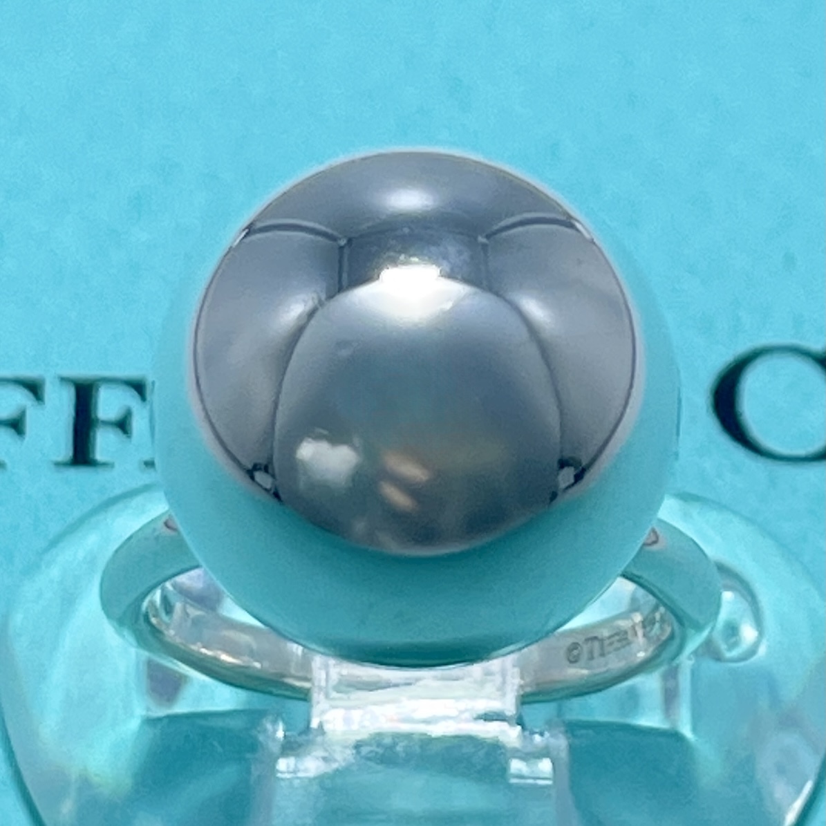12号 ティファニー 美品 16㎜ ハードウェア ボール リング シルバー925 Tiffany&Co. /24-420S