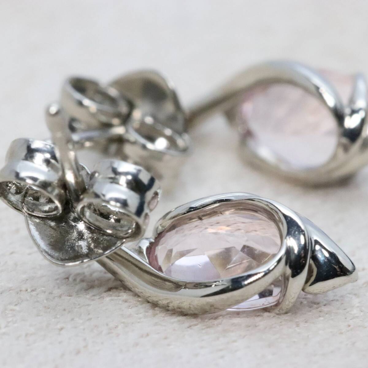  Star Jewelry Pt950 diamond × pink Stone STAR JEWELRY earrings /24-63S