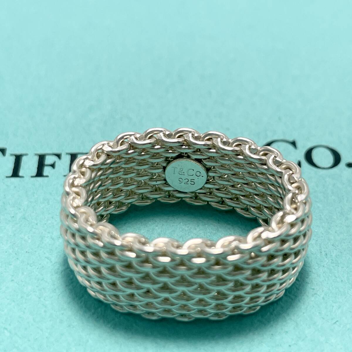 美品 15号 ティファニー サマセット リング メッシュ シルバー925 Tiffany&Co./24-396