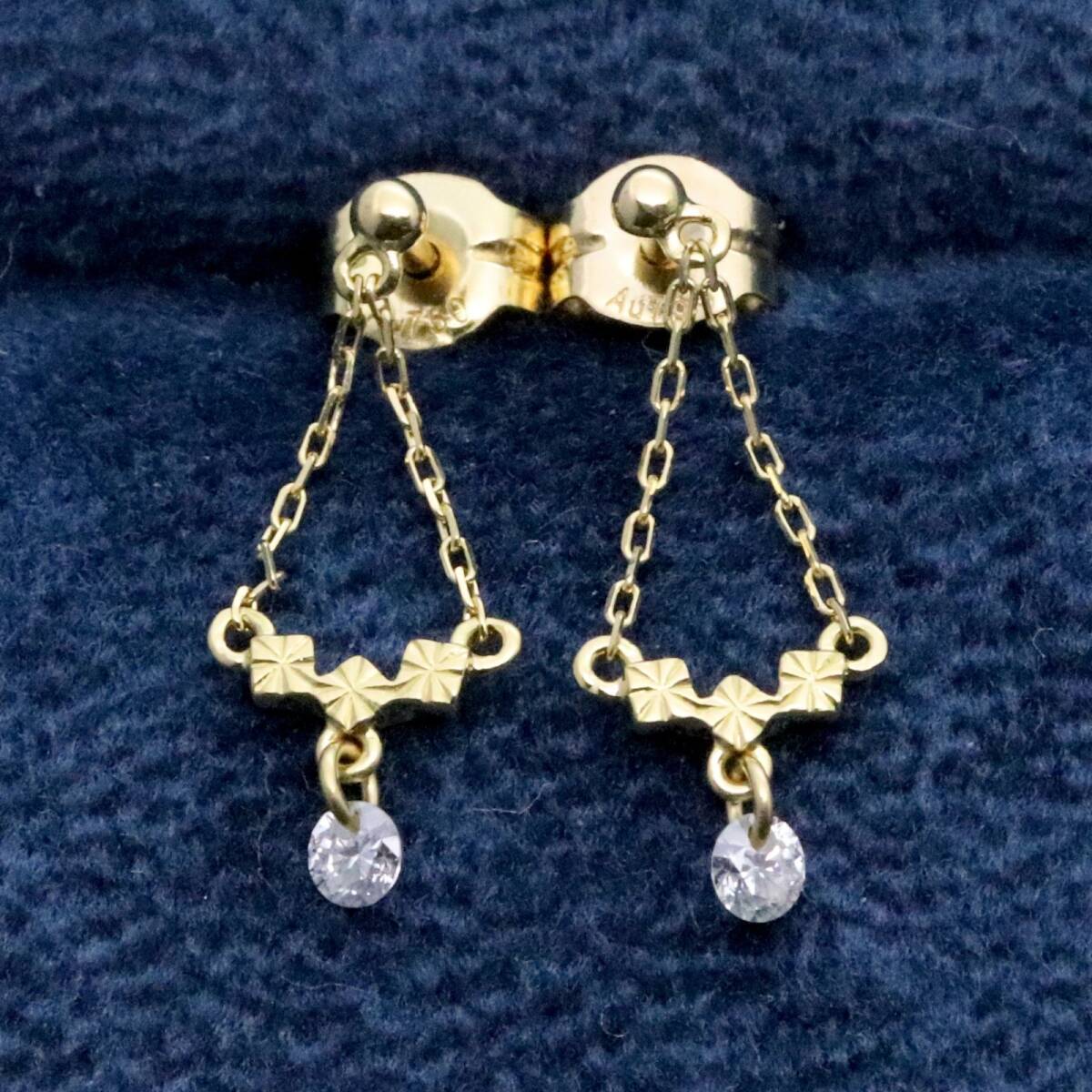  Ahkah earrings K18(750) diamond 0.03ct bin duji-vuruAHKAH /24-70S