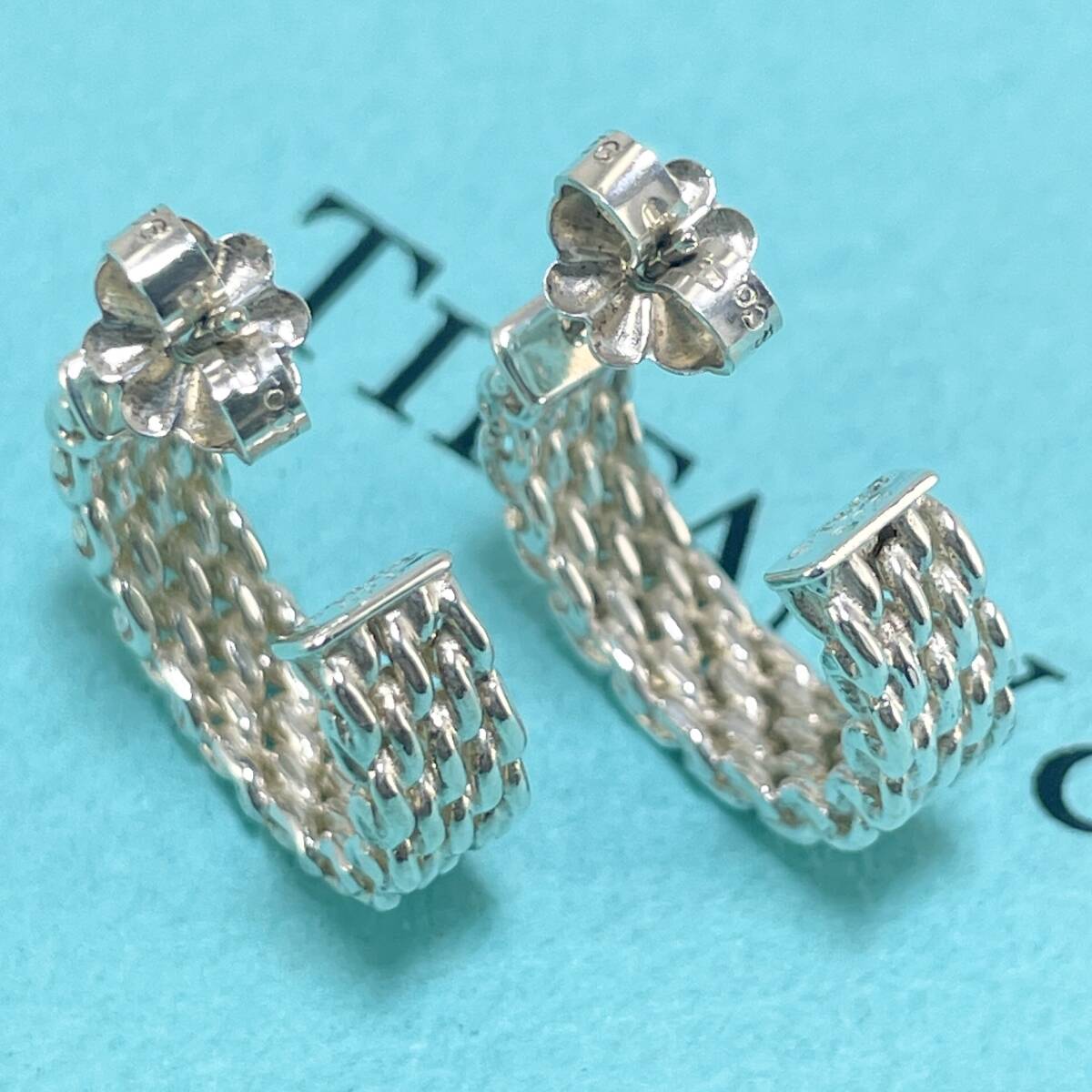 ティファニー サマセット メッシュ フープ ピアス シルバー925 Tiffany&Co./24-724