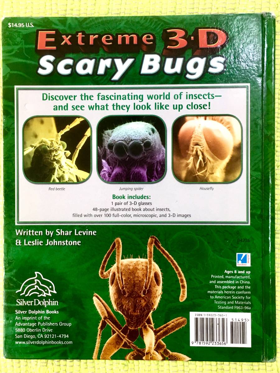  иностранная книга America производства 3D очки имеется! насекомое. английская версия жесткий чехол книга@Extreme 3D Scary Bugs!