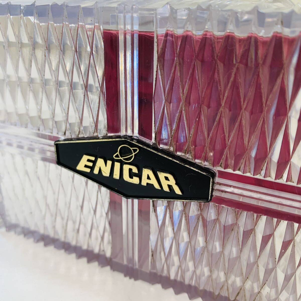 ENICAR エニカ 腕時計 ケース ボックス 空箱 ウォッチケース クリア ピンク ロゴ 12.5cmX8.5cmX6cm 未使用の画像5
