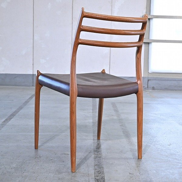 北欧デンマーク製 J.L Moller「No.78」ダイニングチェアa チーク無垢材 アームレス 椅子 本革 ビンテージ モラー_ウェグナー ヨハネスの画像2