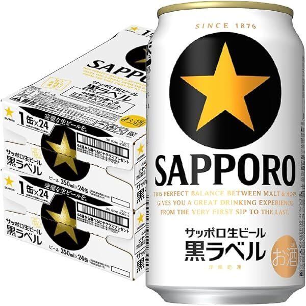 サッポロ 生ビール 黒ラベル 350ml×48本 2ケース【送料無料】_画像1