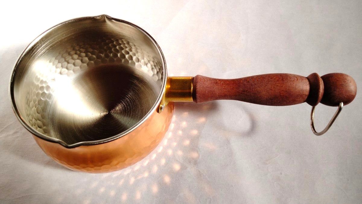 銅鍋 両手鍋＆片手鍋セット 木製取っ手 金具金メッキ 鈴木製作所 Solid Copper 純銅製