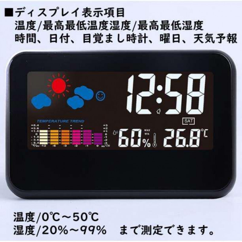 デジタル時計 置き時計 温度計 湿度計 温湿度計 多機能 月日 目覚まし時計_画像2