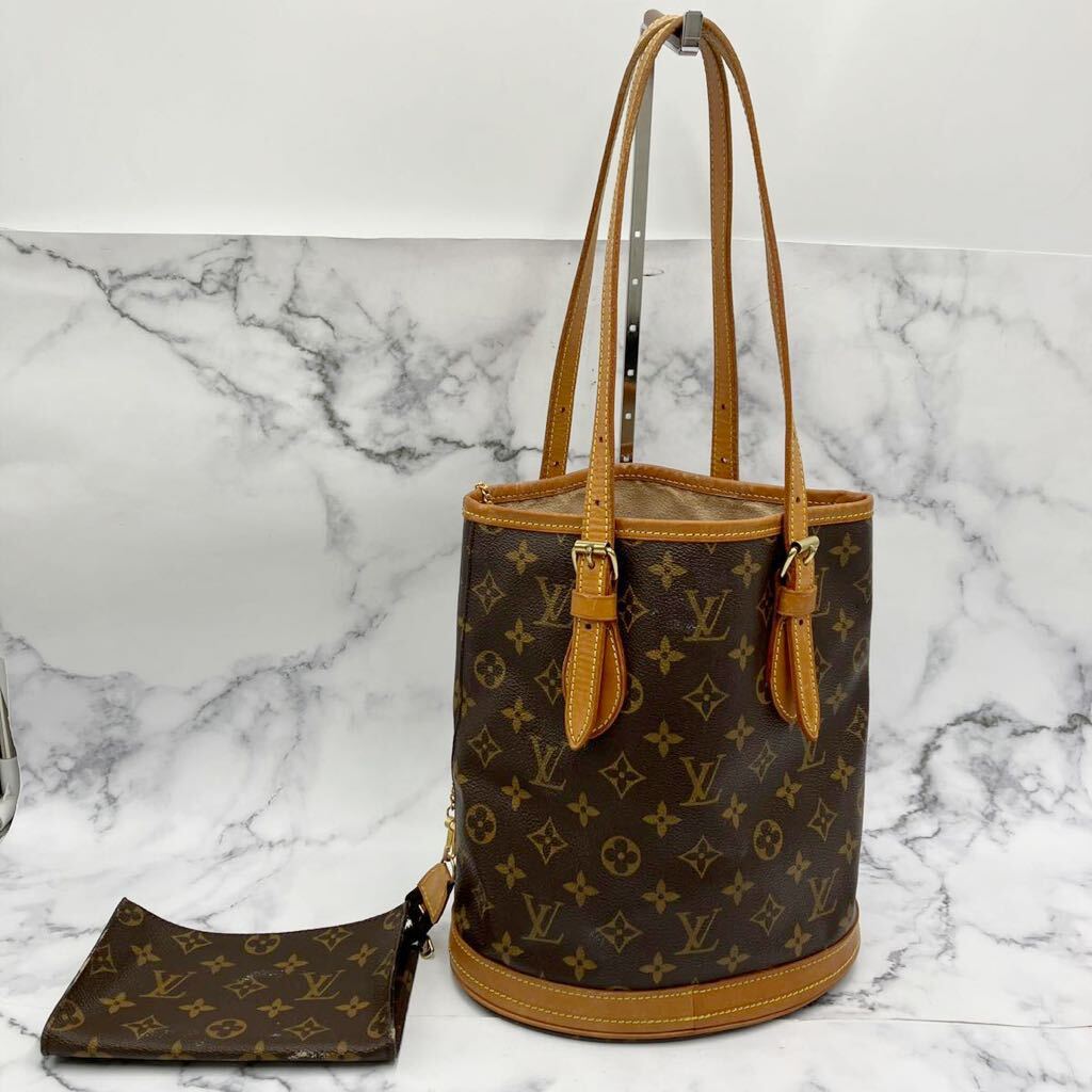 ◎【売り切り】LOUIS VUITTON ルイヴィトン バケットPM プチバケット M42238 AR1917 モノグラム トートバッグ ハンドバッグ ポーチ付属_画像2