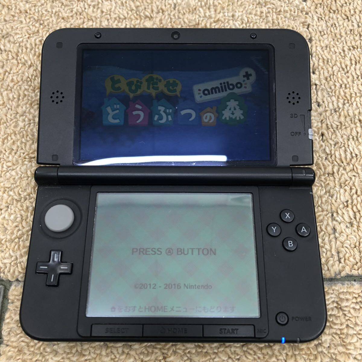 &[ selling out ]Nintendo nintendo Nintendo3DSLL SPR-001 black + soft set jump .. Animal Crossing amiibo + with charger . operation verification settled 