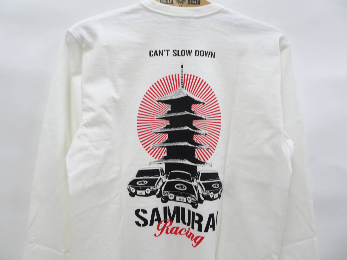 サムライジーンズ 長袖Tシャツ SMLT15-101 Samurai Jeans ロンT 五重塔＆国産旧車 オフ白 (M) 多少汚れ 50%オフ (半額) 送料無料 即決 新品_画像3