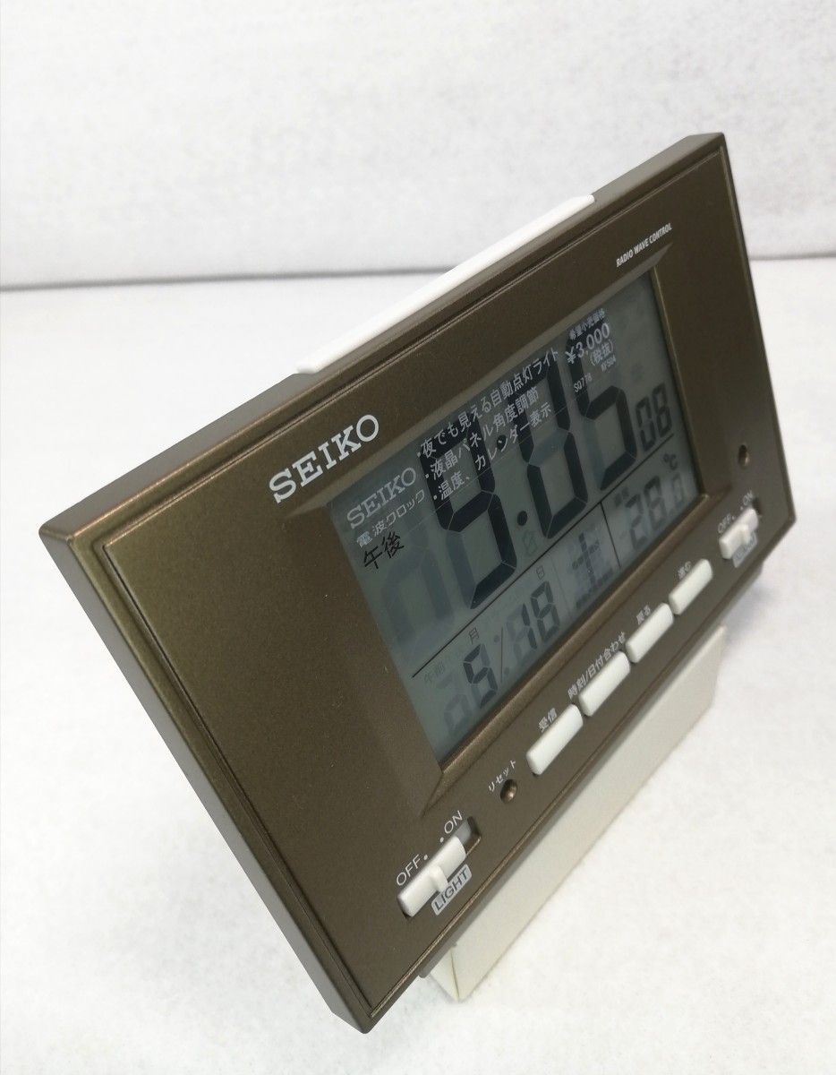 セイコー デジタル電波目覚まし時計 SQ778B カレンダー 温度