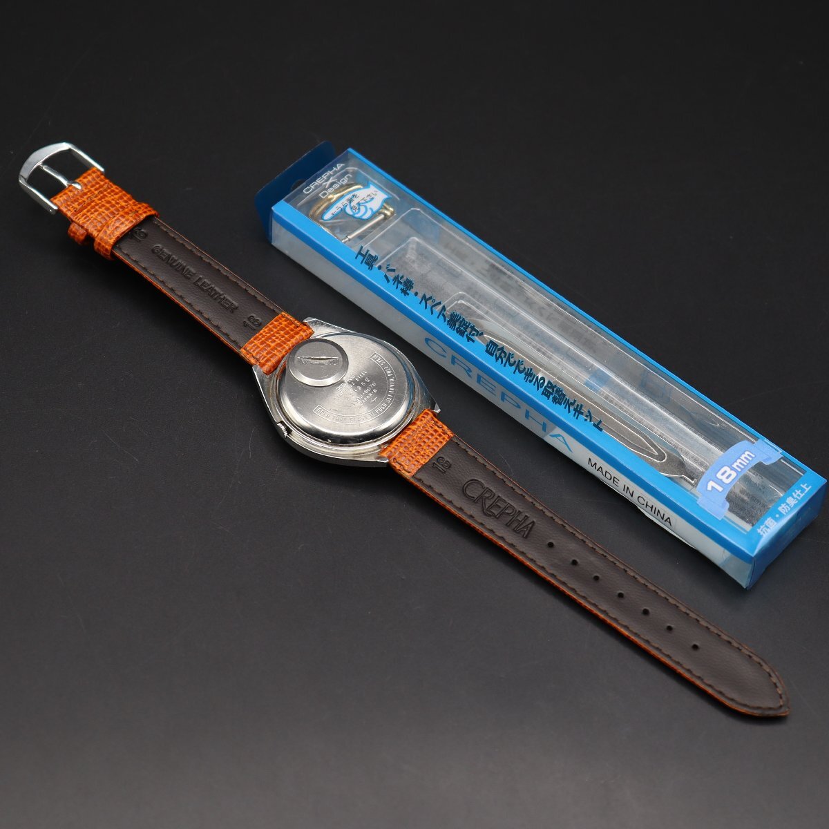 SEIKO EL-330 セイコー 3303-8070 電磁テンプ式 グレー文字盤 デイデイト 亀戸工場 ジャンク 新品革ベルト ヴィンテージ メンズ腕時計の画像9