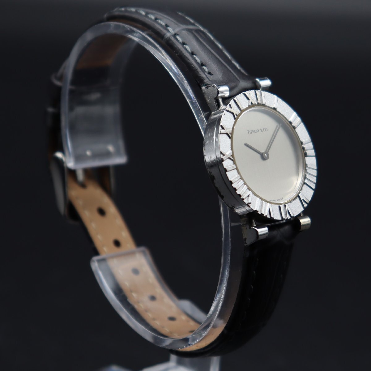 TIFFANY＆Co. ティファニー アトラスミニ D286753 クォーツ SV 銀無垢ケース スイス製 2針 新品革ベルト レディース腕時計_画像4