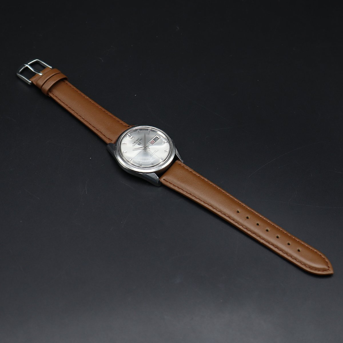 SEIKO Sportsmatic 5 セイコー スポーツマチック 6619-8250 自動巻き 21石 1966年製 クロスライン 日デイデイト 新品革ベルト メンズ腕時計_画像8