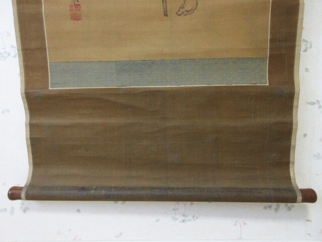  Suzuki ..[ металлический .. человек ] шелк книга@.... волна Tokushima ......... Edo поздняя версия документ человек художник... подлинный кисть, бумага коробка 