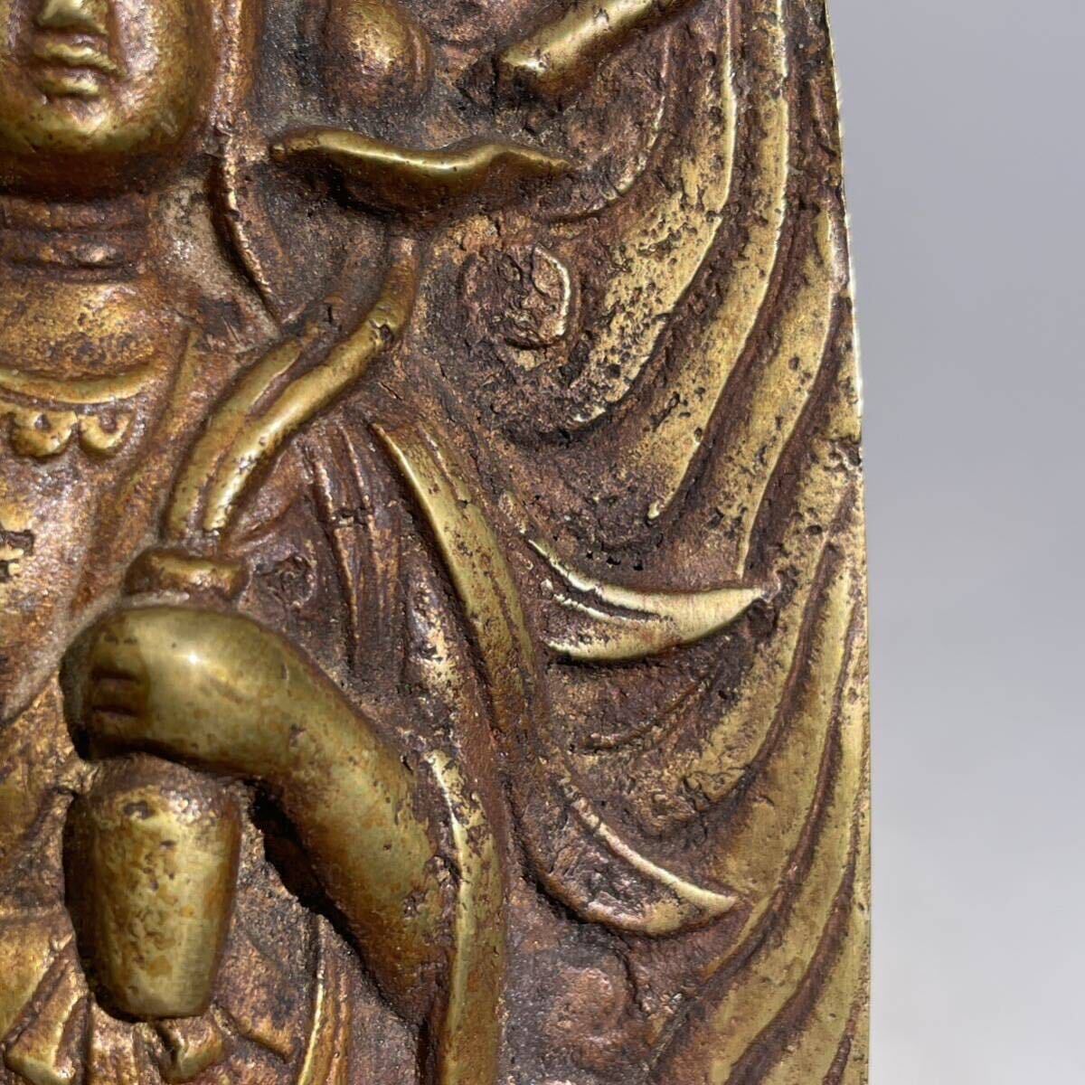時代　観音菩薩像　置物　銅製　　/　時代物　仏教美術　銅　古銅　仏像　観音像　仏像彫刻　細密　古置物　.2076_画像6