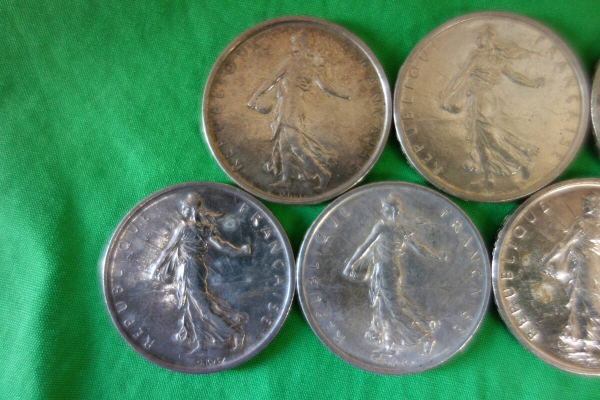 [ フランス 古銭 銀貨 ] 5FRANCS 5フラン 1960年×3枚 1962年×2枚 1963年×1枚 7枚セット 直径29.1mm 厚み2.1mm 貴重 希少_画像5