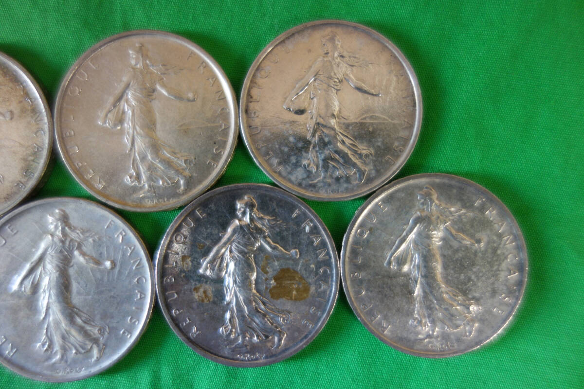 [ フランス 古銭 銀貨 ] 5FRANCS 5フラン 1960年×3枚 1962年×2枚 1963年×1枚 7枚セット 直径29.1mm 厚み2.1mm 貴重 希少_画像6