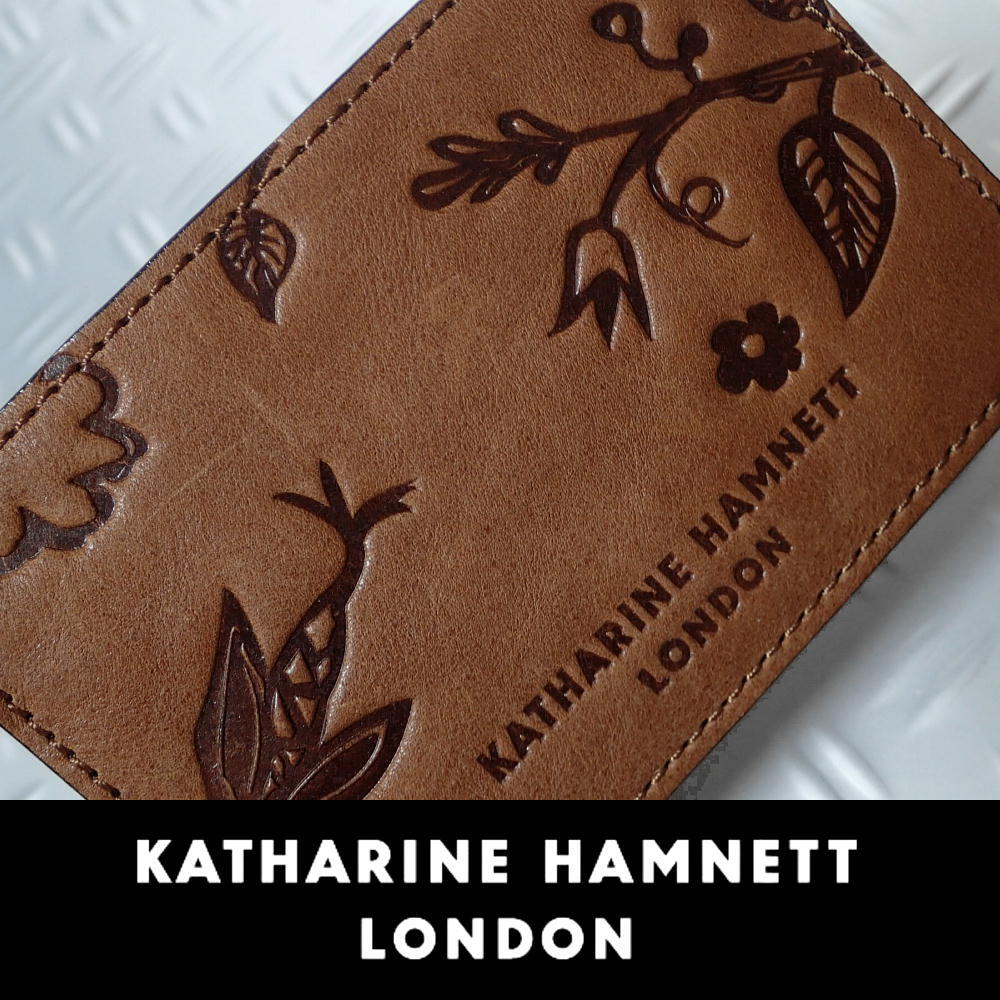 KATHARINE HAMNETT[ Katharine * Hamnett ] single pass case [woshu] Italy made cow leather Brown with translation genuine article guarantee 
