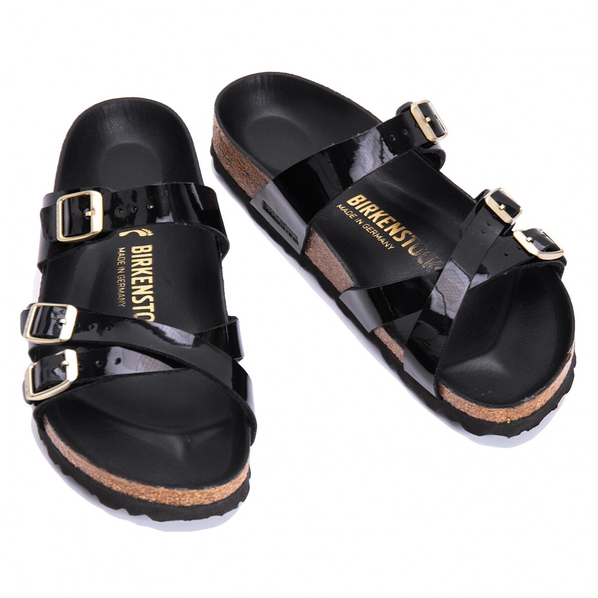 ビルケンシュトックBIRKENSTOCK Franca パテントレザーストラップサンダル 黒23cm_画像1