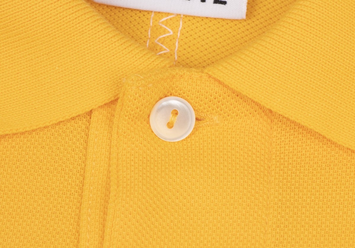 ジュンヤワタナベマンコムデギャルソン×ラコステ 製品染め鹿の子ポロシャツ 黄色S_画像4