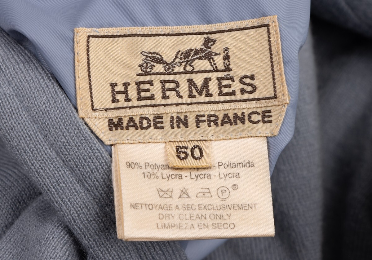 エルメスHERMES カシミヤニットリバーシブルナイロンブルゾン 水色50_画像10