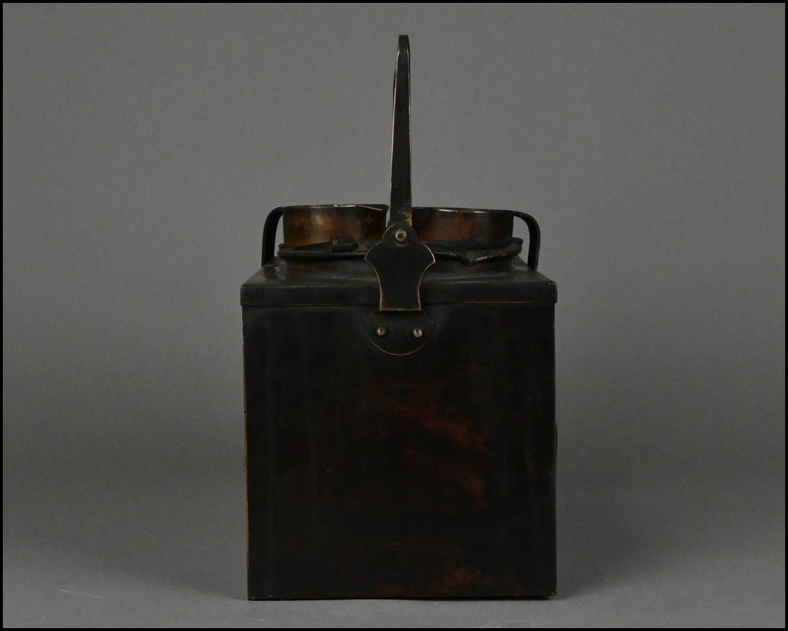 時代物 銅製 提手付 燗銅壷 酒燗器 チロリ 古民具 幅27.8cm_画像3