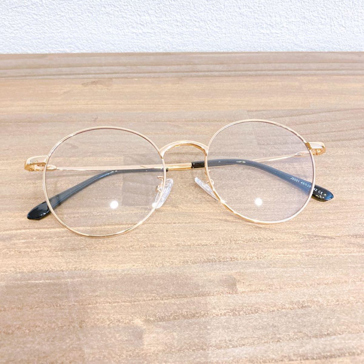 メガネ 伊達メガネ ファッション眼鏡 ステンレス メガネ ゴールド メタルフレーム 細メタル