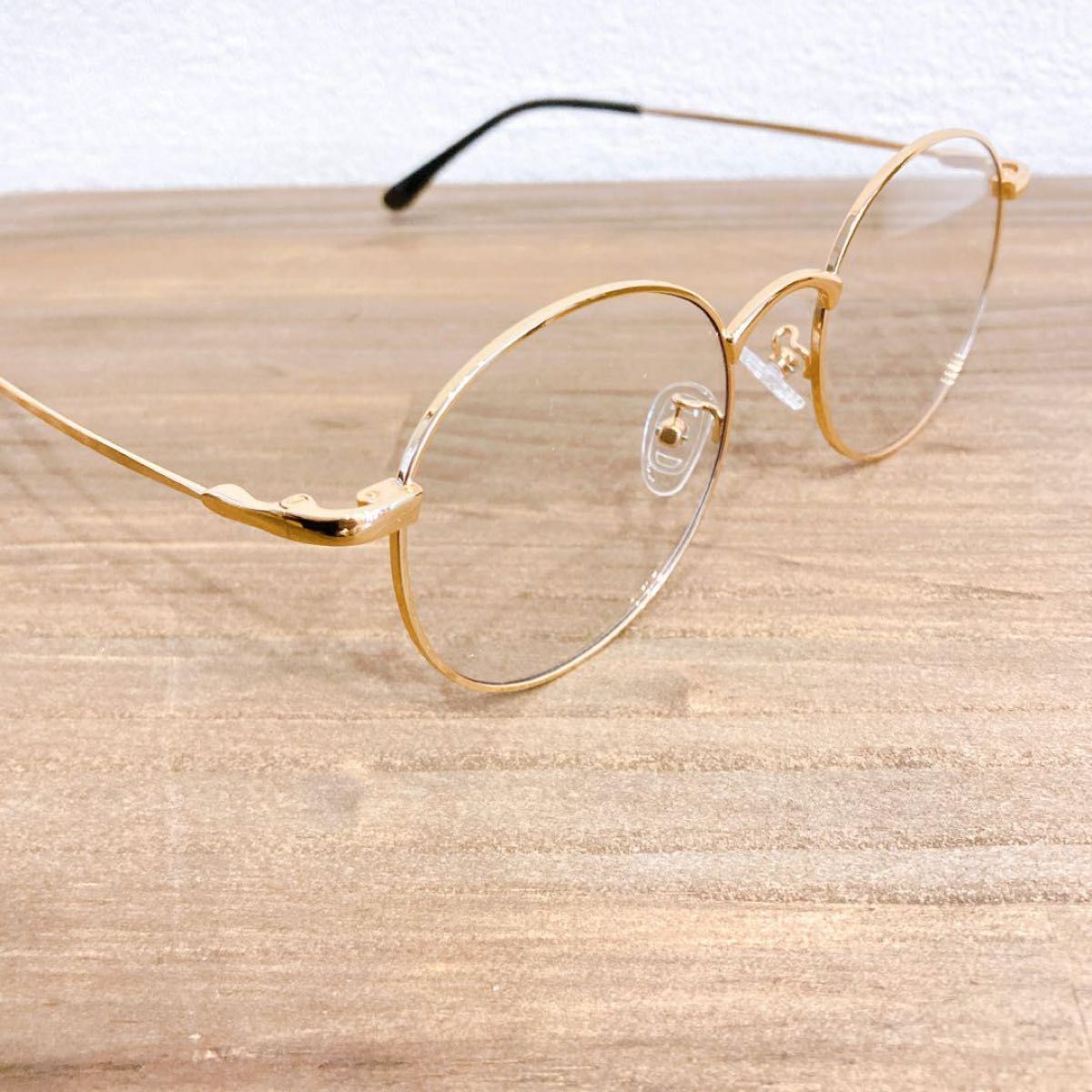 メガネ 伊達メガネ ファッション眼鏡 ステンレス メガネ ゴールド メタルフレーム 細メタル