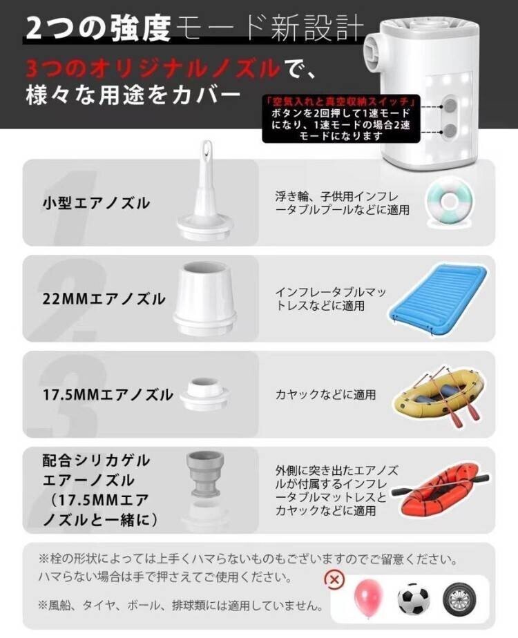 電動空気入れ 電動エアーポンプ キャンプ LEDライト付 キャンプライト 空気入れ 携帯 小型 モバイルバッテリー アウトドア用品 新品