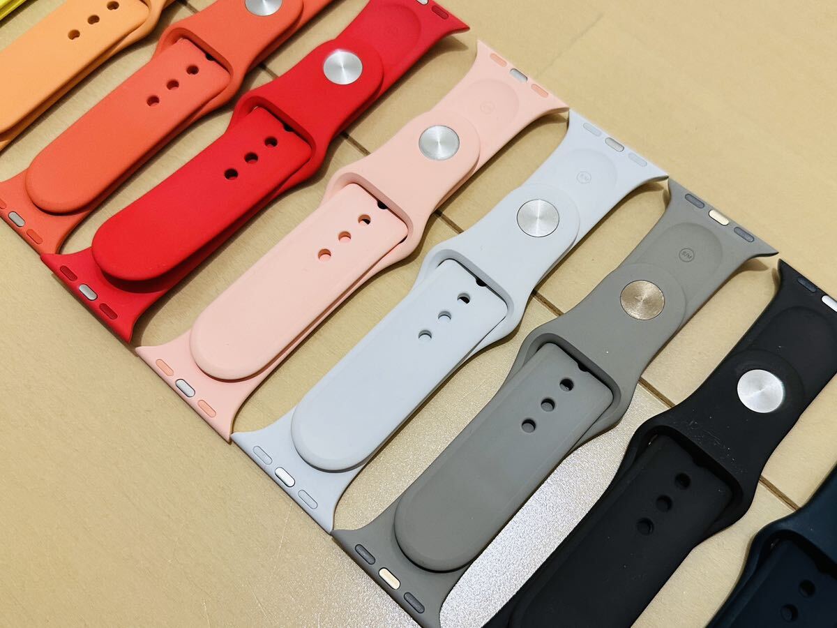 10本セット Apple watch 38mm 40mm 41mm 純正 ホワイト ブラック オレンジ レッド スポーツバンド アップルウォッチ バンド ベルトの画像6