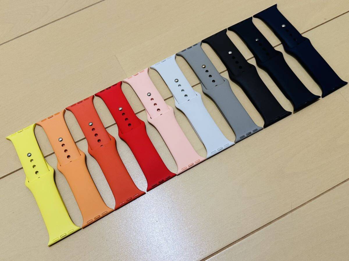 10本セット Apple watch 38mm 40mm 41mm 純正 ホワイト ブラック オレンジ レッド スポーツバンド アップルウォッチ バンド ベルトの画像1