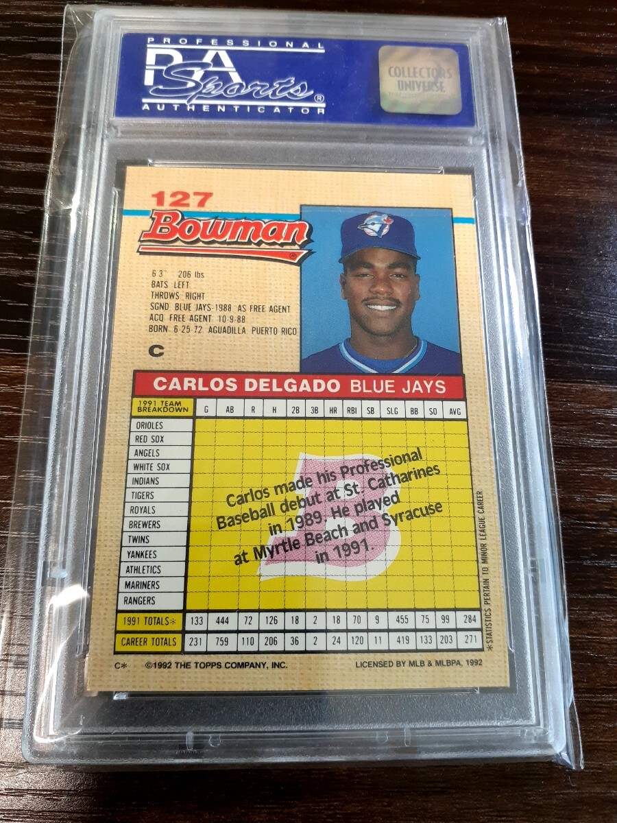 【グレーディング PSA９MINT】1992 BOWMAN カルロス・デルガード CARLOS DELGADO【ルーキーカード】RC ROOKIEの画像3