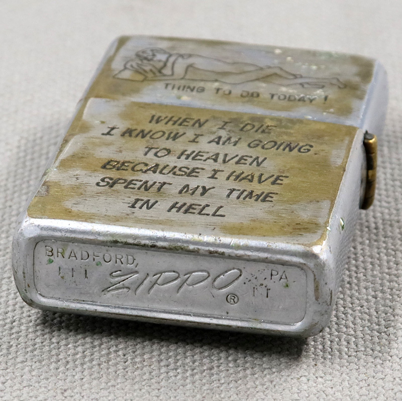 【1円〜／希少モデル】ベトナムジッポー VIETNAM ZIPPO オイルライター 1969年製 アダルトデザイン・USバッジ／（509G）_画像5