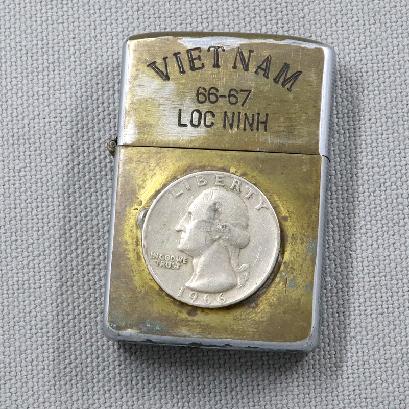 [1 jpy ~| rare model ] Vietnam Zippo -VIETNAM ZIPPO oil lighter 1966 year made Snoopy * America 25 cent coin pa tent 2517191|509A
