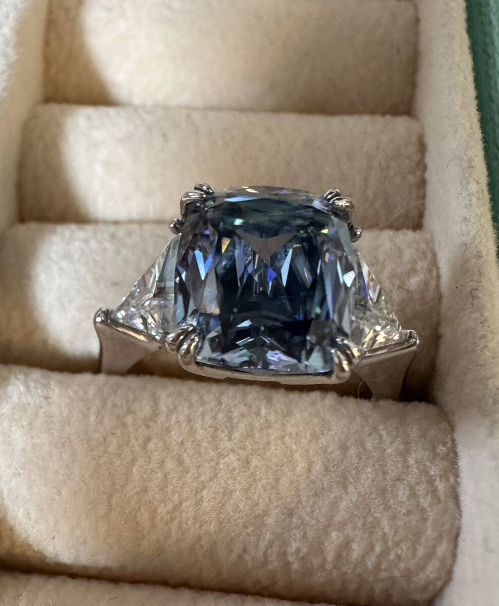 18金 ホワイトゴールド モアサナイト リング 5ct 指輪 ブルー 18金 ホワイトゴールド モアサナイト リング 5ct 指輪 ブルー