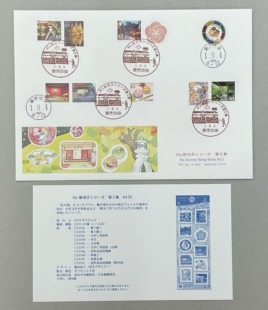 10. [ First Day Cover FDC] 5 sheets 2019 year (. peace origin year ) issue large version My. stamp series / Tokyo 2020 Olympic *.. rin contest convention other JPS version 
