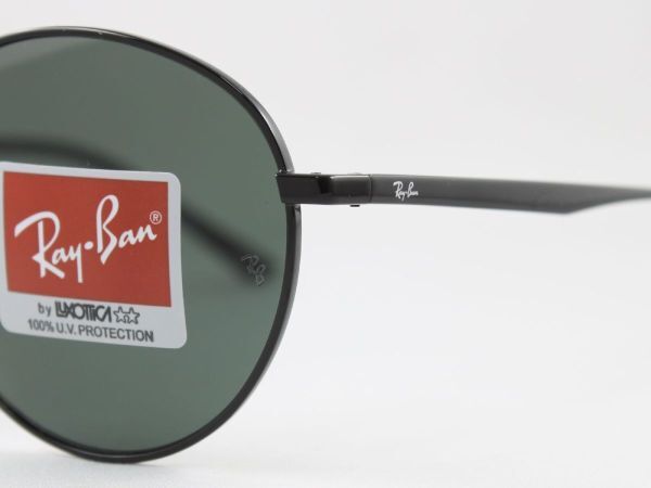 ケース茶 Ray-Ban レイバン RB3681-002/71 サングラス ブラック グリーン クラシック g-15 ボストン 丸メガネ ラウンドメタル系 00271_画像5