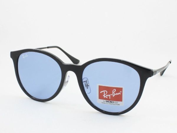 訳ありケースなし Ray-Ban レイバン RB4334D-601/80 サングラス ブラック ライトブルー ボストン 大きめ アジアンフィット 60180_画像1