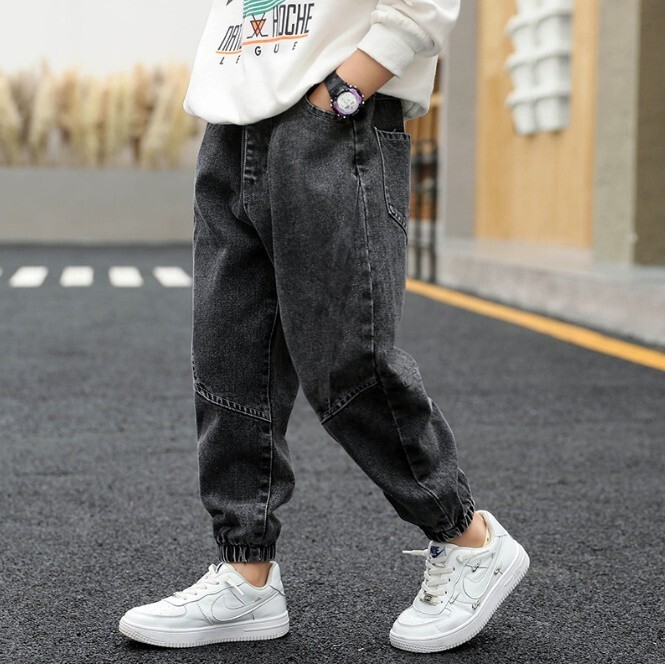  Kids ребенок Denim джинсы чёрный 140 casual Корея мужской женский 